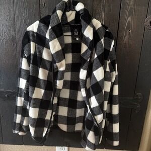 Miss Ashley Open Front Cardigan Black & White Checkered Size Petite Medium I
